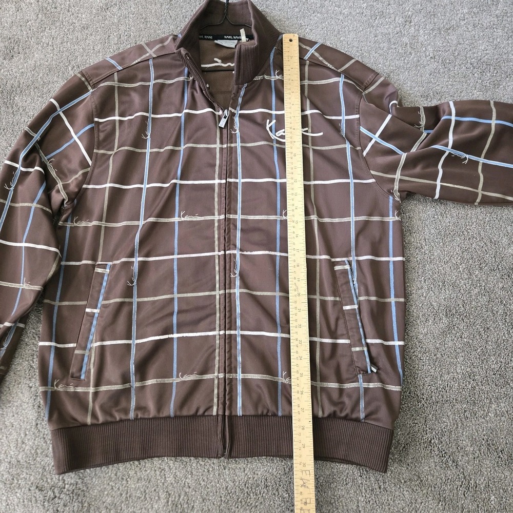 Vintage Karl Kani Track Jacket Brown Blue Grid Check Pattern Size L Large Y2K... - Picture 3 of 11